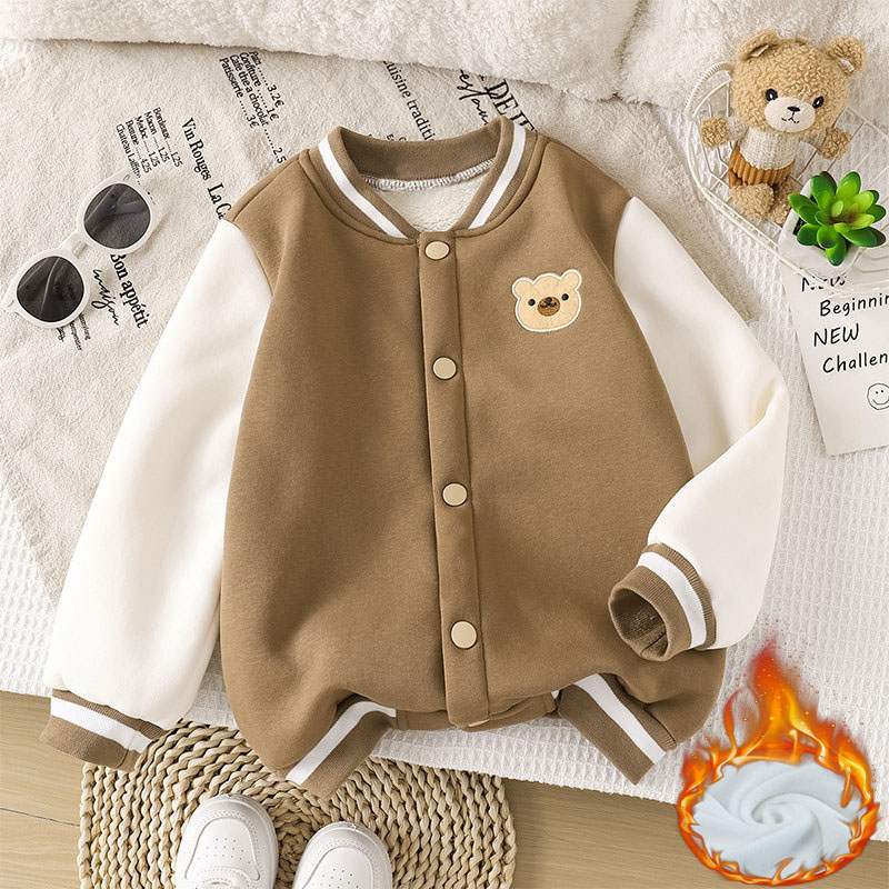 Toddler Boy Winter Fleece Jacket - Children Fleece Baseball Jackets Boys Girls