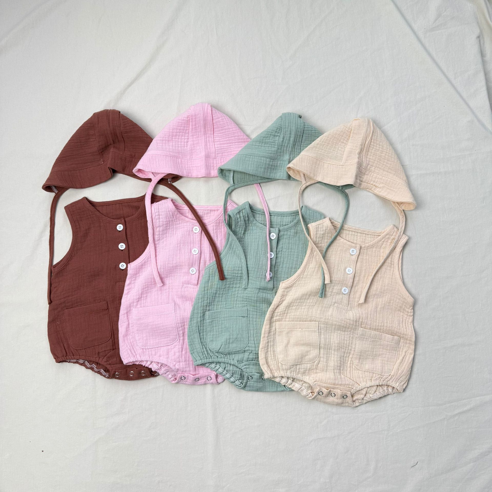 Baby Summer Linen Sleeveless Jumpsuit - 2025 Summer New Baby Sleeveless Bodysuit