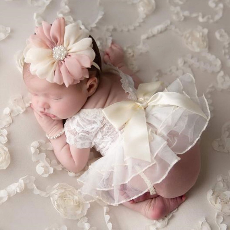 Infant Photography Props Outfit - Baby Photography Props Outfit Lace Bowknot