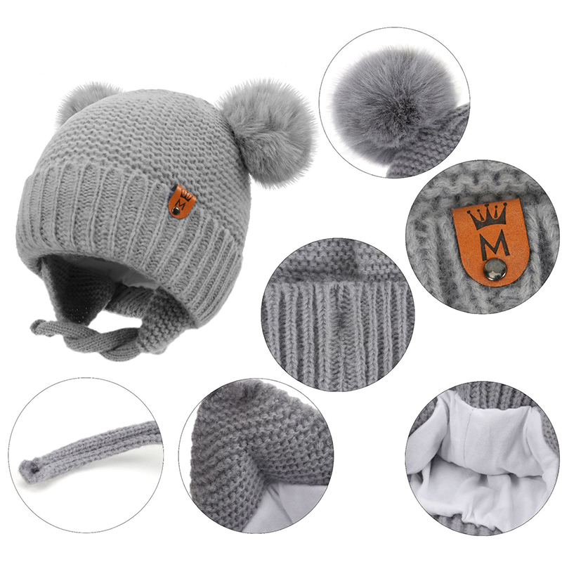 Baby Wool Hat Cute Fur Ball Ea - Infant Beanie Hat With Ears recension och pris