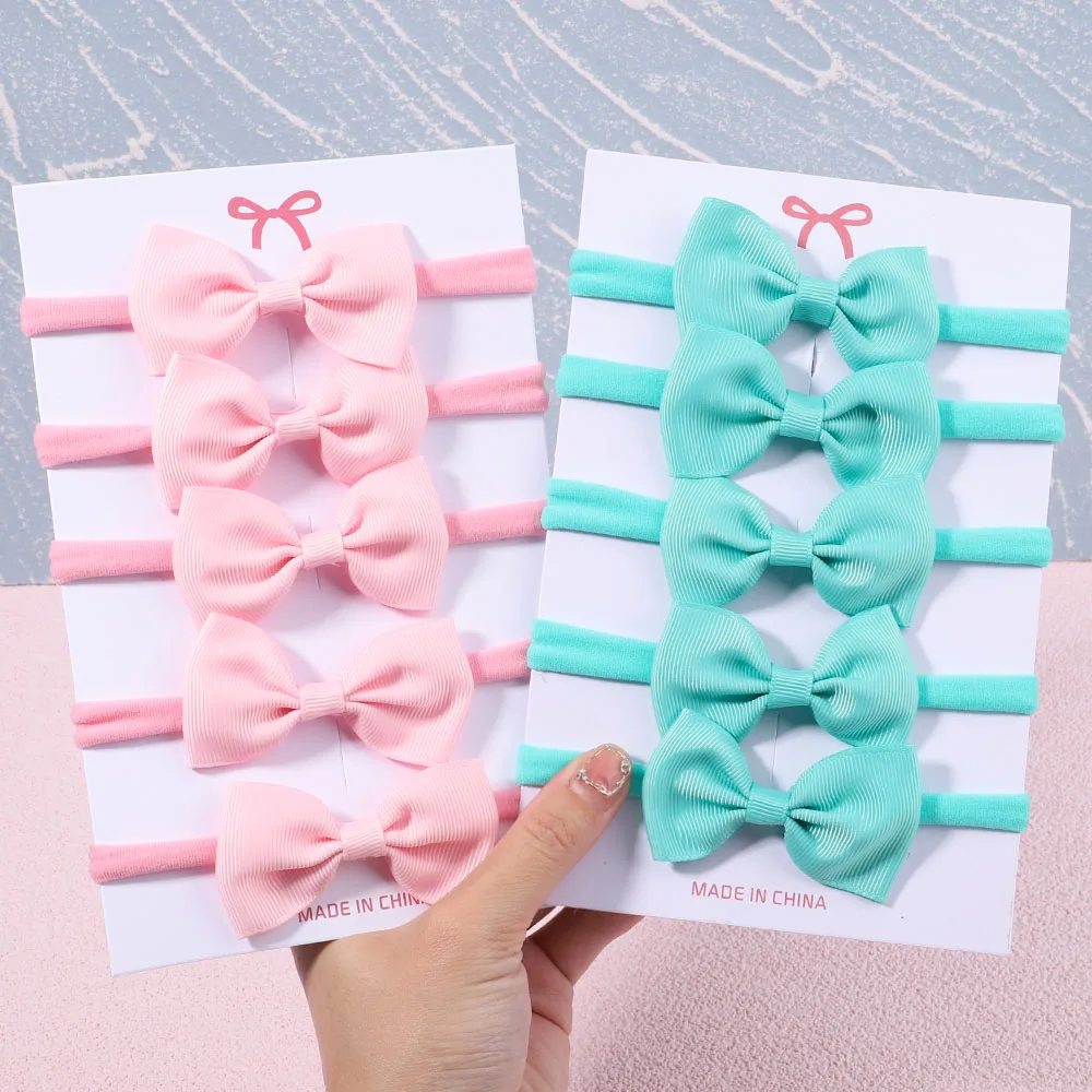 5Pcs/Set Girls Solid Color Bow - Baby Gear recension och pris