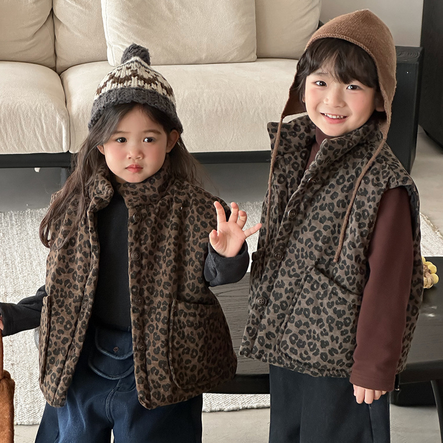Kids Leopard Print Padded Vest - Toddler Boy Winter Fleece Jacket recension och pris