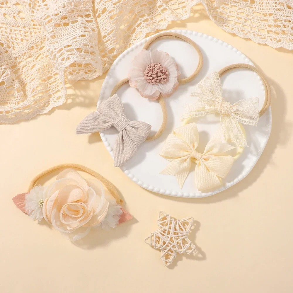 5Pcs Baby Flower Lace Bow Head - Baby Gear recension och pris
