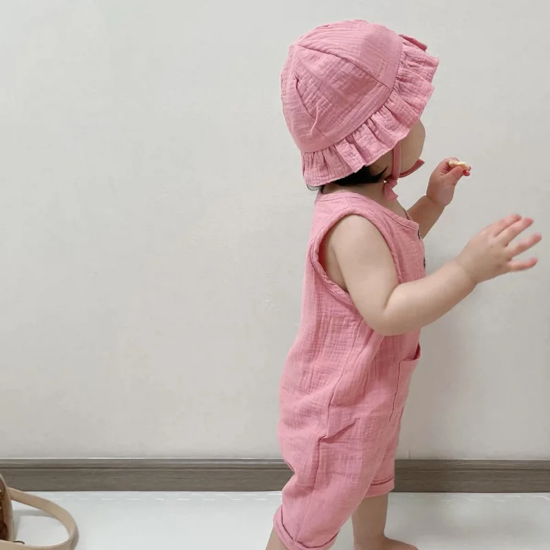 2Pcs/Set Baby Summer Clothing  - Baby Summer Linen Sleeveless Jumpsuit recension och pris