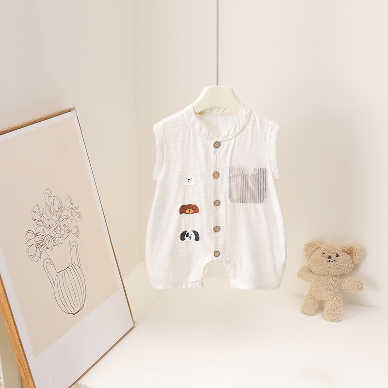 Baby Boys Summer Romper Cartoo - Baby Summer Linen Sleeveless Jumpsuit recension och pris