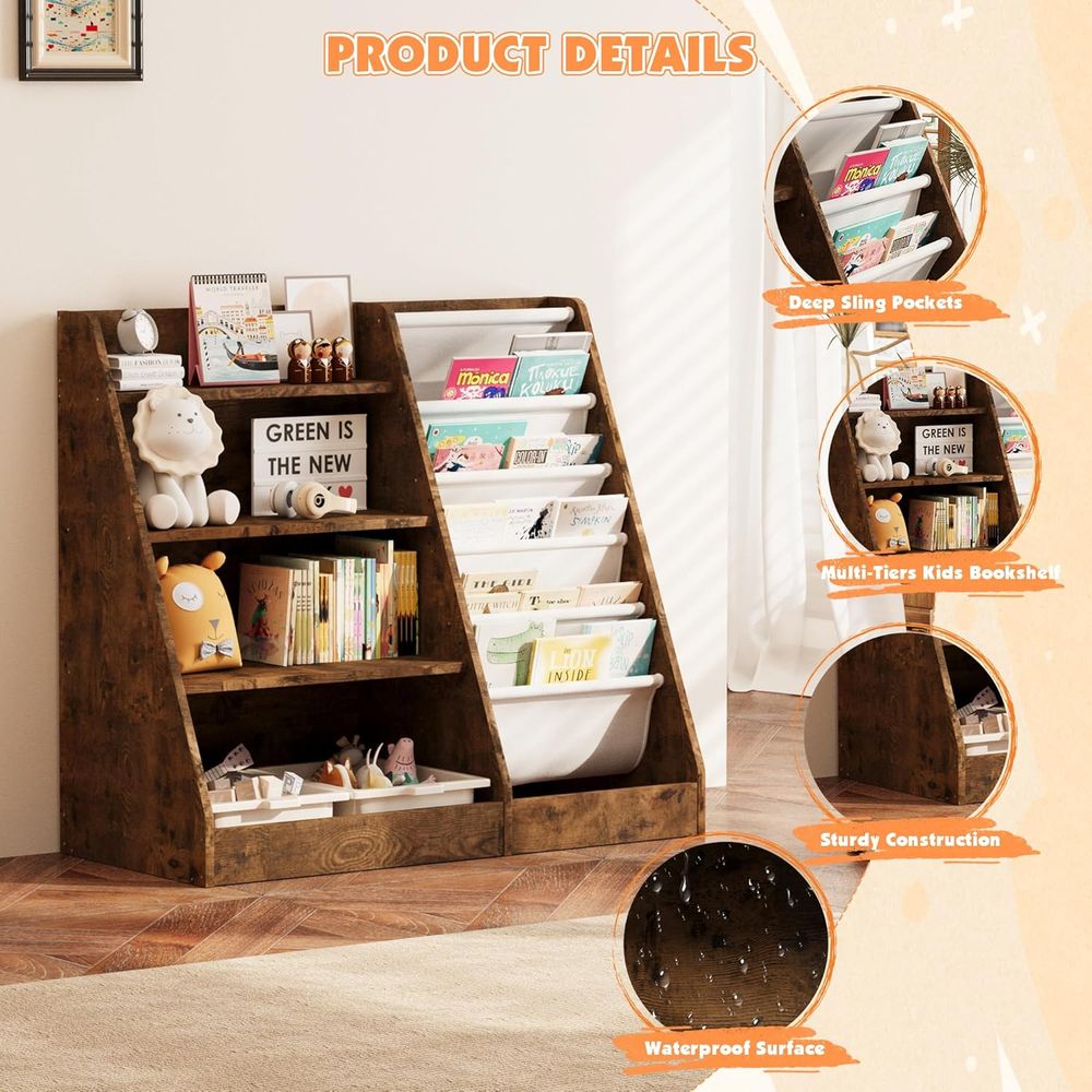 4-Tier Wooden Toddler Bookshel - Nursery recension och pris