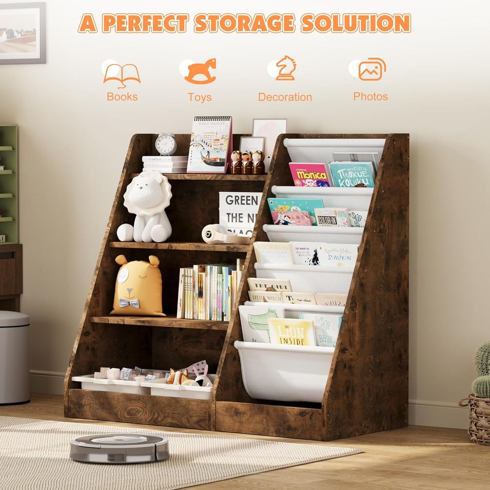 4-Tier Wooden Toddler Bookshel - Nursery recension och pris
